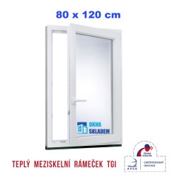 Plastové okno | 80 x 120 cm (800 x 1200 mm) | bílé |otevíravé i sklopné | pravé