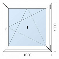 Plastové okno | 100 x 100 cm (1000 x 1000 mm) | Bílé / Antracit |otevíravé i sklopné | pravé