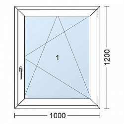 Plastové okno | 100 x 120 cm (1000 x 1200 mm) | Bílé / Antracit |otevíravé i sklopné | pravé