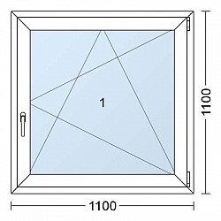 Plastové okno | 110 x 110 cm (1100 x 1100 mm) | Bílé / Antracit |otevíravé i sklopné | pravé