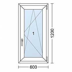 Plastové okno | 80 x 120 cm (800 x 1200 mm) | Bílé / Antracit |otevíravé i sklopné | pravé