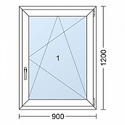 Plastové okno | 90 x 120 cm (900 x 1200 mm) | Bílé / Antracit |otevíravé i sklopné | pravé