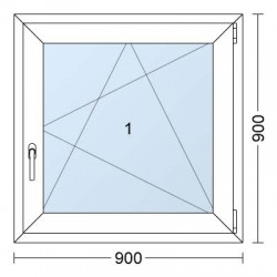 Plastové okno | 90 x 90 cm (900 x 900 mm) | Bílé / Antracit |otevíravé i sklopné | pravé