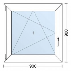 Plastové okno | 90 x 90 cm (900 x 900 mm) | Bílé / Antracit |otevíravé i sklopné | levé