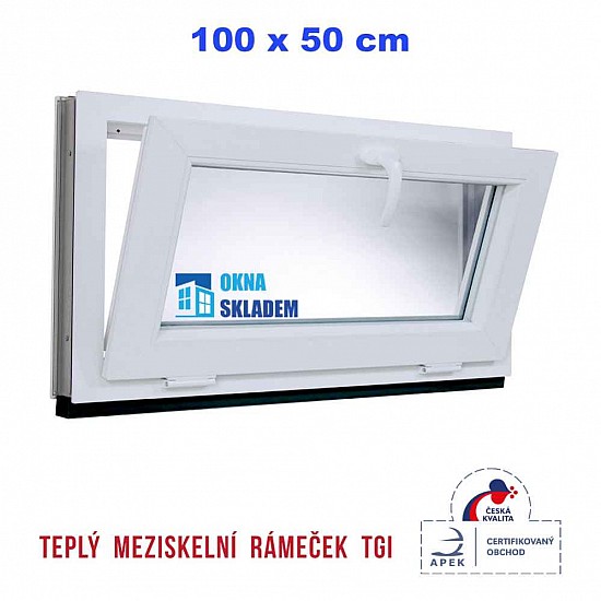 Plastové okno | 100 x 50 cm (1000 x 500 mm) | bílé | sklopné