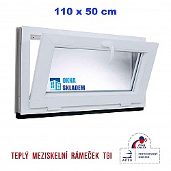 Plastové okno | 110 x 50 cm (1100 x 500 mm) | bílé | sklopné