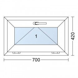 Plastové okno | 70 x 42 cm (700 x 420 mm) | Bílé / Antracit | sklopné