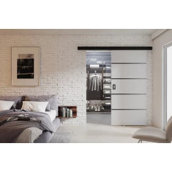 Posuvné dveře na stěnu WERDI PLUS (Černá garnýž) - komplet (dveře + garnýž + kolejnice)