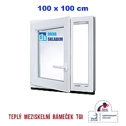 Plastové okno | 100x100 cm (1000x1000 mm) | bílé | otevíravé i sklopné | levé
