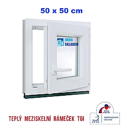 Plastové okno | 50 x 50 cm (500 x 500 mm) | bílé |otevíravé i sklopné | pravé