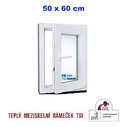 Plastové okno | 50 x 60 cm (500 x 600 mm) | bílé | otevíravé i sklopné | pravé