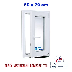 Plastové okno | 50 x 70 cm (500 x 700 mm) | bílé |otevíravé i sklopné | pravé