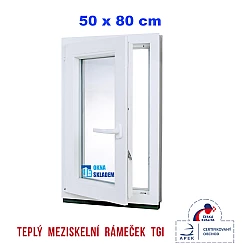 Plastové okno | 50 x 80 cm (500 x 800 mm) | bílé | otevíravé i sklopné | levé