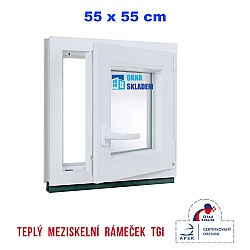Plastové okno | 55 x 55 cm (550 x 550 mm) | bílé |otevíravé i sklopné | pravé