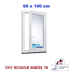 Plastové okno | 60 x 100 cm (600 x 1000 mm) | bílé |otevíravé i sklopné | pravé 