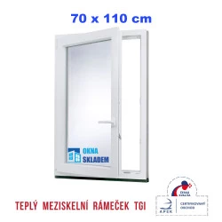 Plastové okno | 70x110 cm (700x1100 mm) | bílé | otevíravé i sklopné | levé