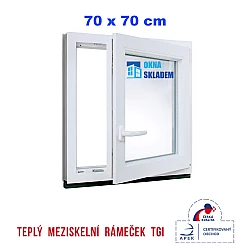 Plastové okno | 70 x 70 cm (700 x 700 mm) | bílé |otevíravé i sklopné | pravé