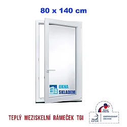 Plastové okno | 80 x 140 cm (800 x 1400 mm) | bílé |otevíravé i sklopné | pravé