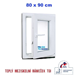 Plastové okno | 80 x 90 cm (800 x 900 mm) | bílé |otevíravé i sklopné | pravé