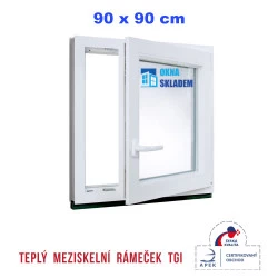 Plastové okno | 90 x 90 cm (900 x 900 mm) | bílé |otevíravé i sklopné | pravé