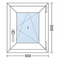 Plastové okno | 50 x 60 cm (500 x 600 mm) | Bílé / Antracit |otevíravé i sklopné | pravé