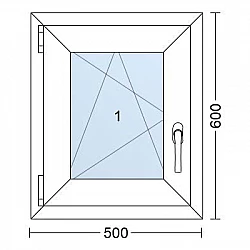 Plastové okno | 50 x 60 cm (500 x 600 mm) | Bílé / Antracit |otevíravé i sklopné | levé