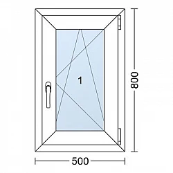 Plastové okno | 50 x 80 cm (500 x 800 mm) | Bílé / Antracit |otevíravé i sklopné | pravé