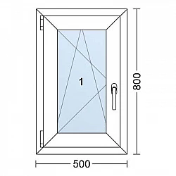 Plastové okno | 50 x 80 cm (500 x 800 mm) | Bílé / Antracit |otevíravé i sklopné | levé