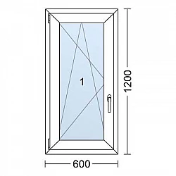 Plastové okno | 60 x 120 cm (600 x 1200 mm) | Bílé / Antracit |otevíravé i sklopné | levé