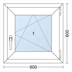 Plastové okno | 60 x 60 cm (600 x 600 mm) | Bílé / Antracit |otevíravé i sklopné | pravé
