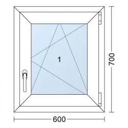 Plastové okno | 60 x 70 cm (600 x 700 mm) | Bílé / Antracit |otevíravé i sklopné | pravé