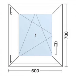 Plastové okno | 60 x 70 cm (600 x 700 mm) | Bílé / Antracit |otevíravé i sklopné | levé