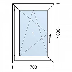 Plastové okno | 70 x 100 cm (700 x 1000 mm) | Bílé / Antracit |otevíravé i sklopné | levé