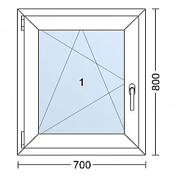 Plastové okno | 70 x 80 cm (700 x 800 mm) | Bílé / Antracit |otevíravé i sklopné | levé