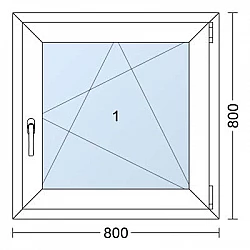 Plastové okno | 80 x 80 cm (800 x 800 mm) | Bílé / Antracit |otevíravé i sklopné | pravé