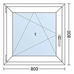 Plastové okno | 80 x 80 cm (800 x 800 mm) | Bílé / Antracit |otevíravé i sklopné | levé