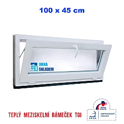 Plastové okno | 100 x 45 cm (1000 x 450 mm) | bílé | sklopné