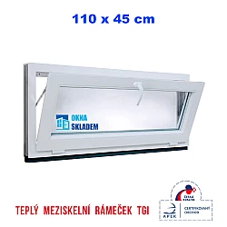 Plastové okno | 110 x 45 cm (1100 x 450 mm) | bílé | sklopné