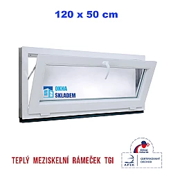 Plastové okno | 120 x 50 cm (1200 x 500 mm) | bílé | sklopné