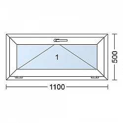 Plastové okno | 110 x 50 cm (1100 x 500 mm) | Bílé / Antracit | sklopné