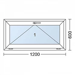 Plastové okno | 120 x 60 cm (1200 x 600 mm) | Bílé / Antracit | sklopné